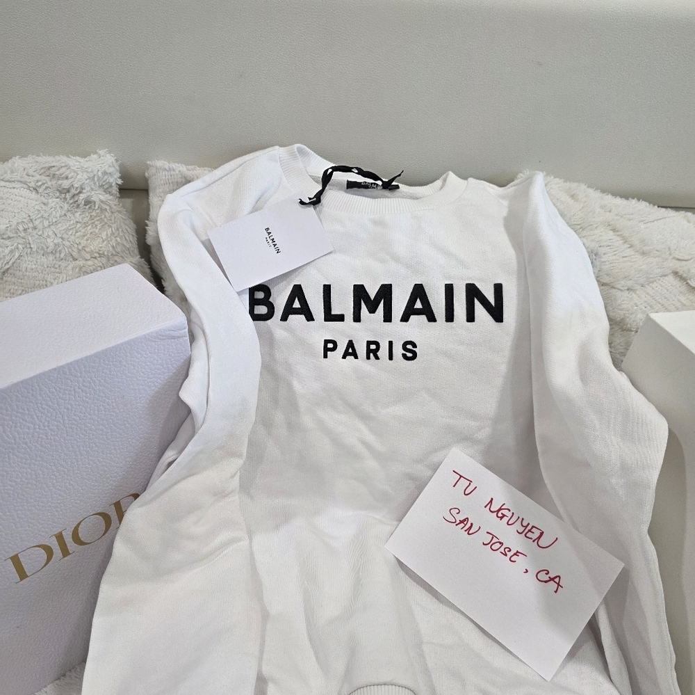 Balmain White Woman's Sweater